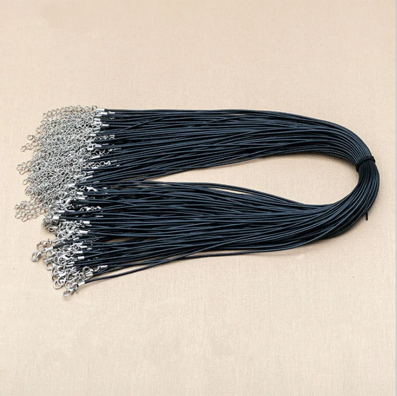 

20pcs/lot 1.5mm Black Genuine Leather Cord Adjustable Braided 45+5cm Rope for DIY Necklace Bracelet Jewelry Making Findings