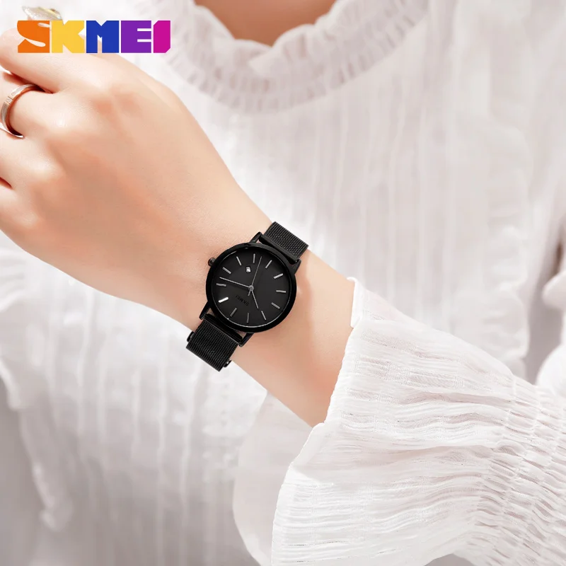 SKMEI Fashion Women Watch Casual Quartz Wristwatches Simple Style 3bar Waterproof Stainless Steel Watchband reloj mujer 1530