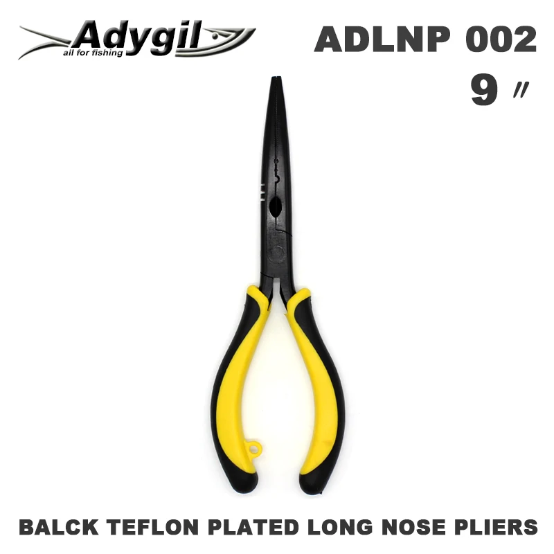 Adygil 9 inch Black Plated Long Nose Pliers With Fishing Lanyards And Sheath ADLNP 002 Size 9 inch 3 pcs / lot