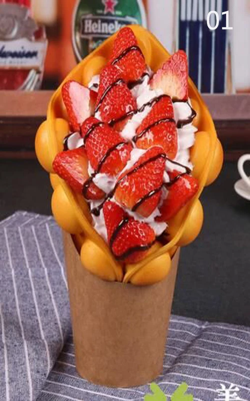 Hong kong ovo bolha waffle molde bolha ovo waffle exibição falso sorvete ovo waffle modelo de exibição