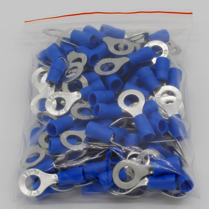 RV2-6 Blue Ring insulated terminal Cable Wire Connector 100PCS/Pack suit 1.5-2.5mm Electrical Crimp Terminal RV2.5-6 RV