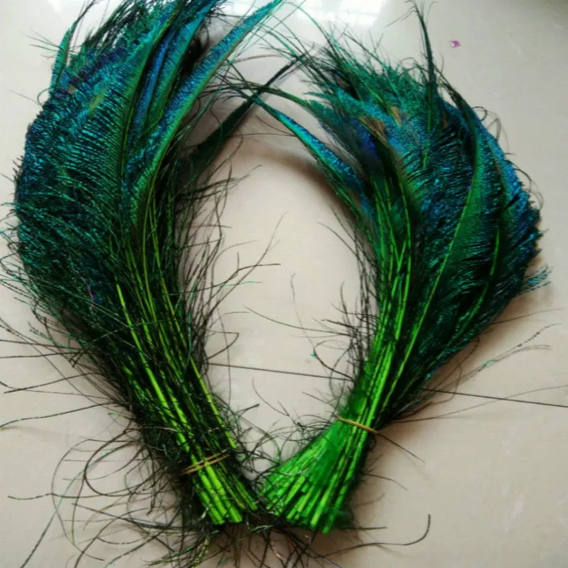 Wholesale beautiful green peacock feather sword 50 pcs symmetrical size 30-40 cm 12-16 inches celebration decoration