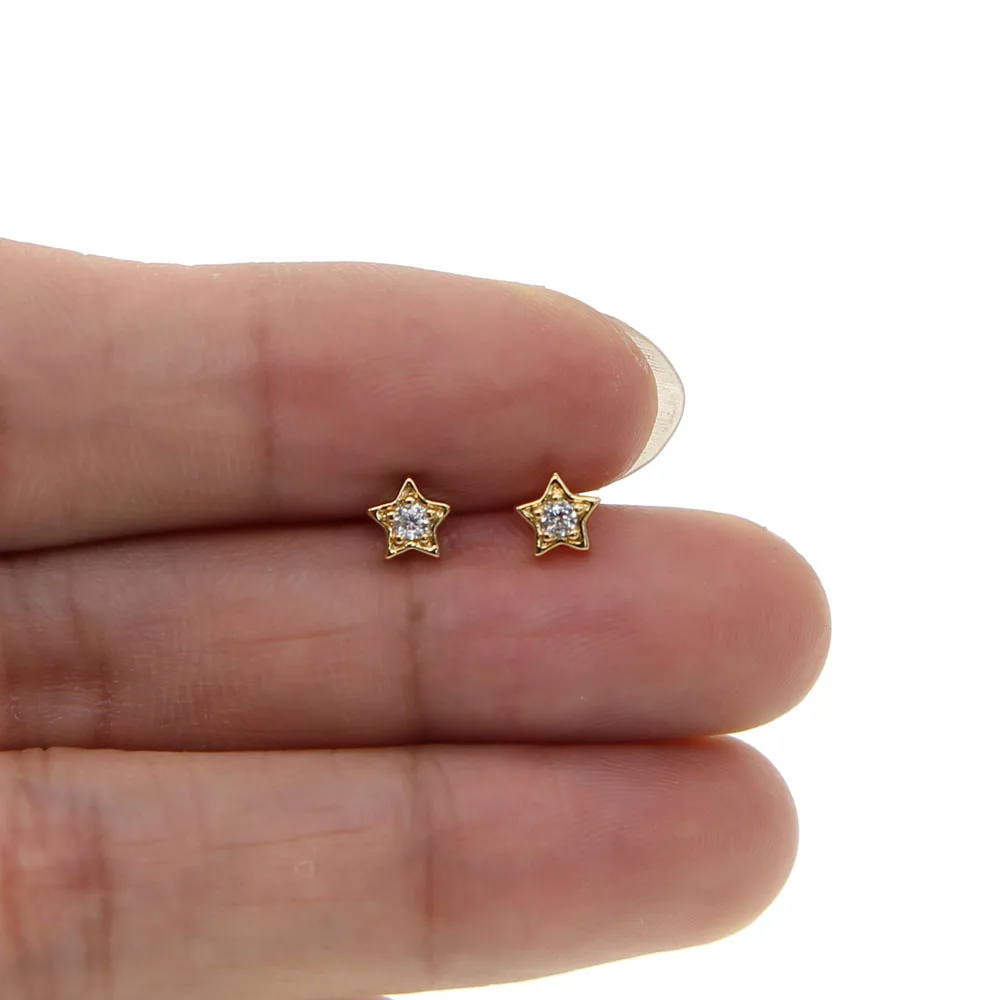 mini small the second stud piercing earring cute lovely star shaped stud gold color top quality minimal jewelry image 5
