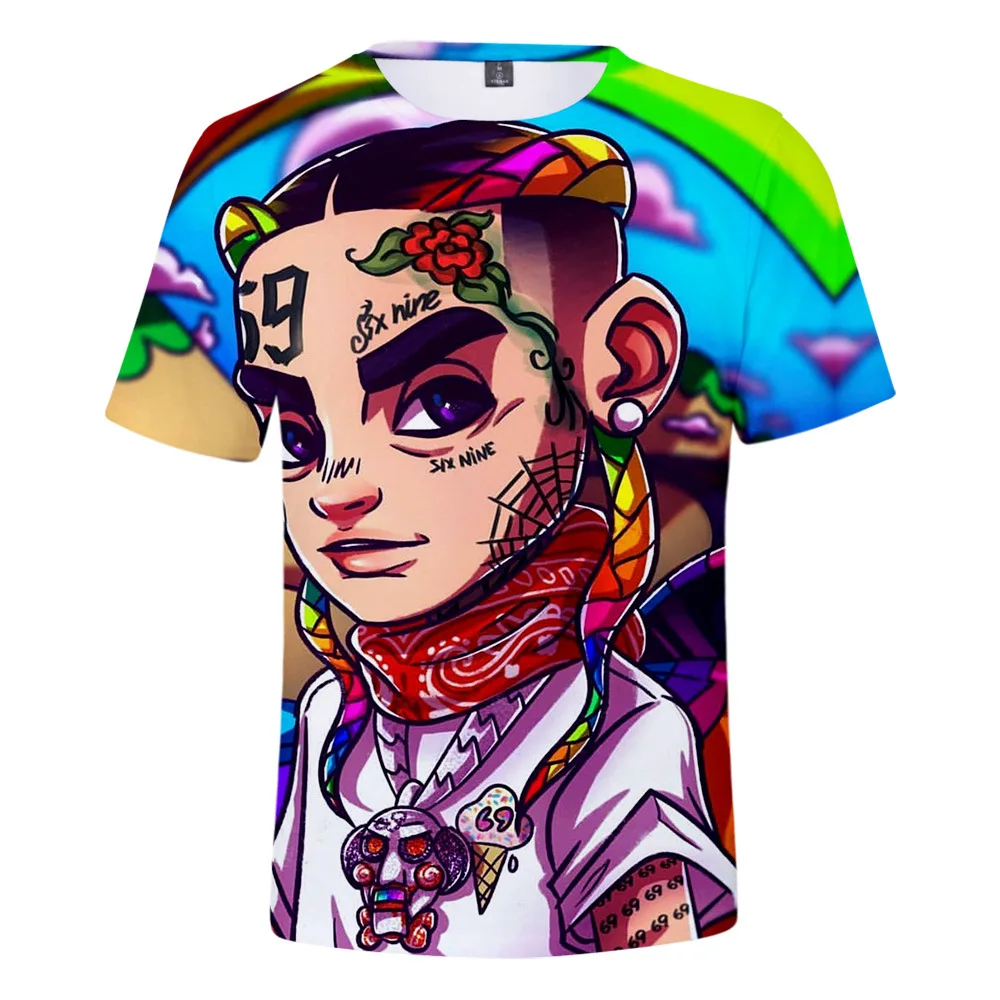 Anime Cartoon 6ix9ine 3D T Shirt Unisex Rap Singer Tekashi69 Cool T-shirt Male Female Harajuku Hipster Hip Hop Tee Shirt Homme