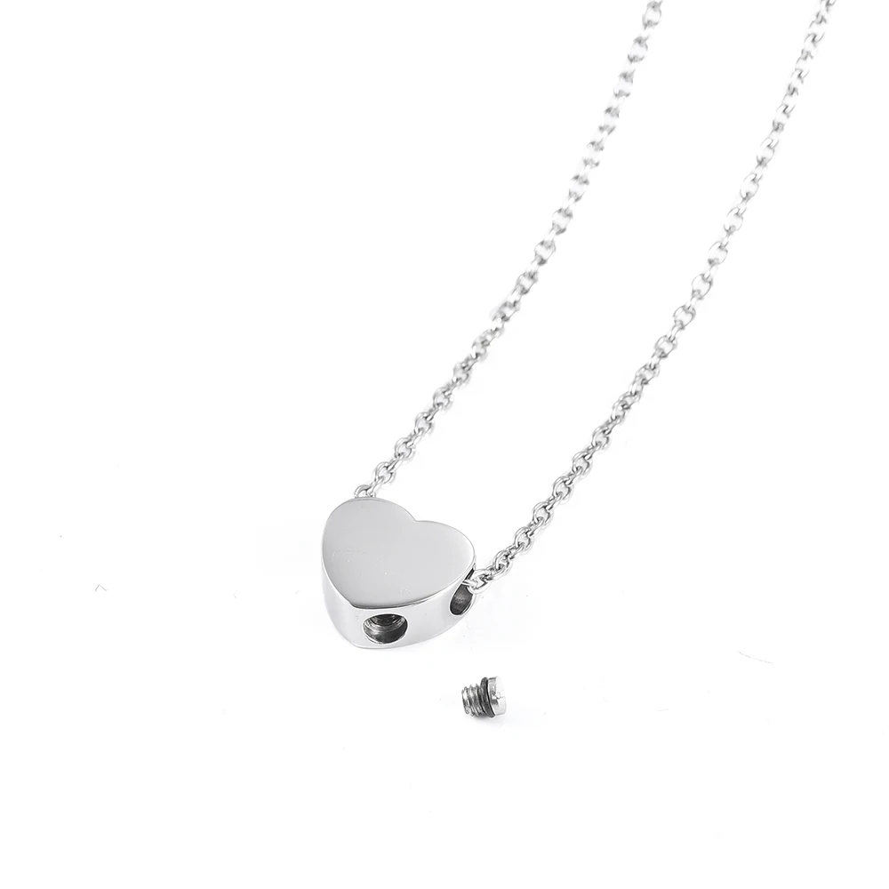 

13mm Mini Heart Urn Pendant 316L Stainless Steel Cremation Ashes Holder Keepsake Jewelry Necklace for Women Kids - Free Engrave