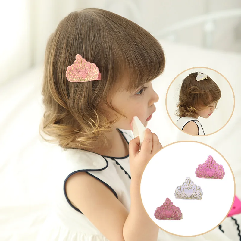 

10pcs/lot High Quality Embroidery Crown Hair Clips Baby Hairpins Girls Hair Barrettes Grips Baby Hairclips