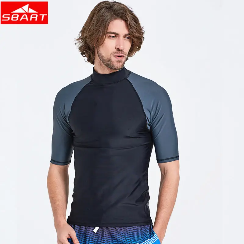 Muta da sub SBART Snorkeling uomo surf Rash Guards Top Lycra manica corta UPF50 + T-Shirt da sub per surf ad asciugatura rapida Plus 4XL