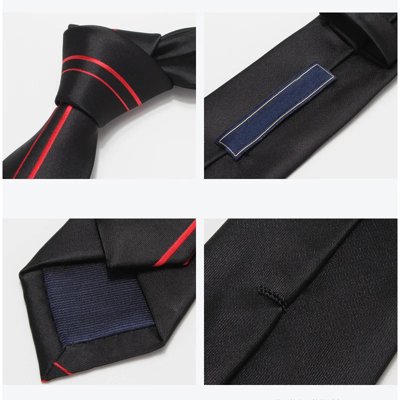 Fashion Business Black Red Striped Ties for Men 5.5cm Slim Necktie Designer Brand Skinny Men’s Work Interview Ties with Gift