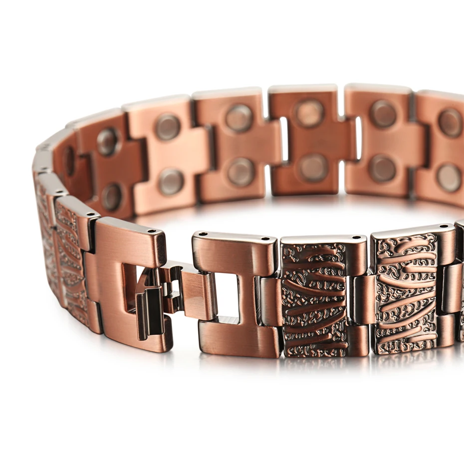 Rainso Vintage Copper Bracelets For Man With Magnet Bracelet viking Double Row Luxury Fashon Health Care Jewerly Bracelet Homme