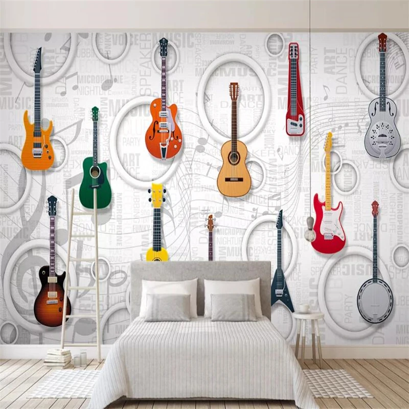 wellyu  papel parede  Custom wallpaper Guitar music equipment KTV bar 3D three-dimensional tooling wall papier peint behang