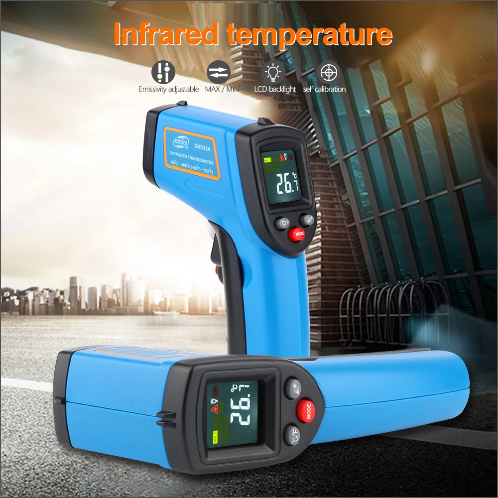 BENETECH – thermomètre infrarouge sans Contact, écran HD couleur, capteur de température-50-400 ℃, Laser numérique portable