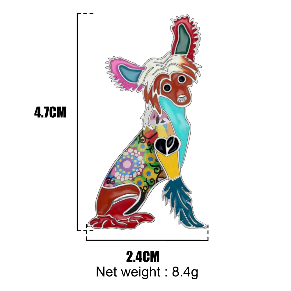 Bonsny Enamel Alloy Sitting Chinese Crested Dog Brooches Cartoon Cute Animal Pets Jewelry Gift Scarf Clothes Pin For Women Girls