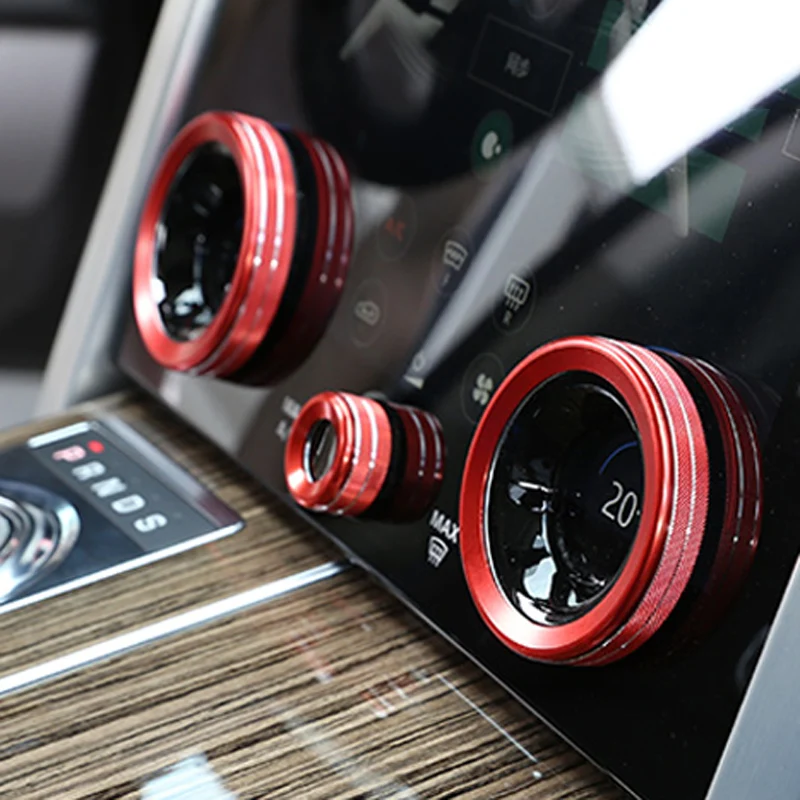 for Land Rover Range Rover Sport Vogue L405 2018 Aluminum Alloy Car Front+Rear Central Air Conditioning Volume Knobs Ring Trim