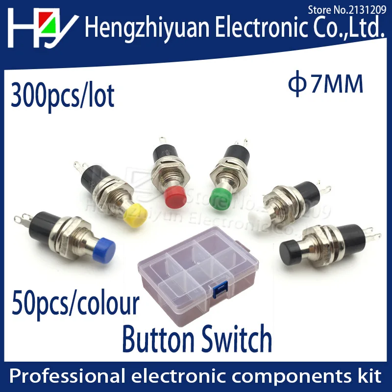 

Hzy 300pcs 7mm Momentary On Off Push Button Micro Switch Normally Open NO Momentary Push button Switch Press the reset switch