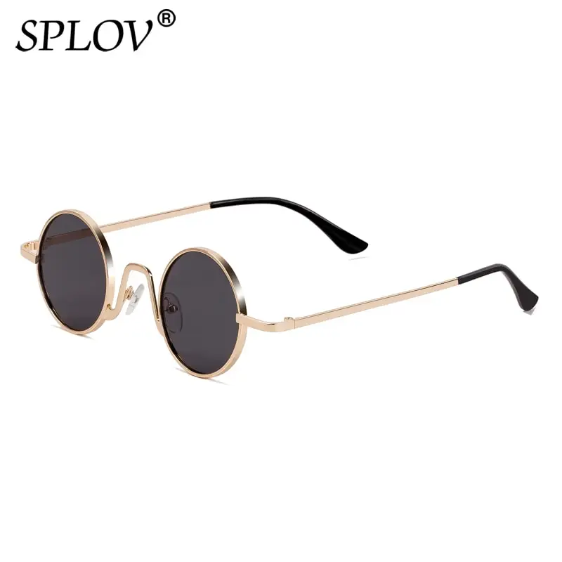 SPLOV Vintage Rap Sonnenbrille Männer Frauen Steam Punk Stil Hip-Hop Kleine Runde Metall Rahmen Brillen Retro Gafas De Sol mit Fall