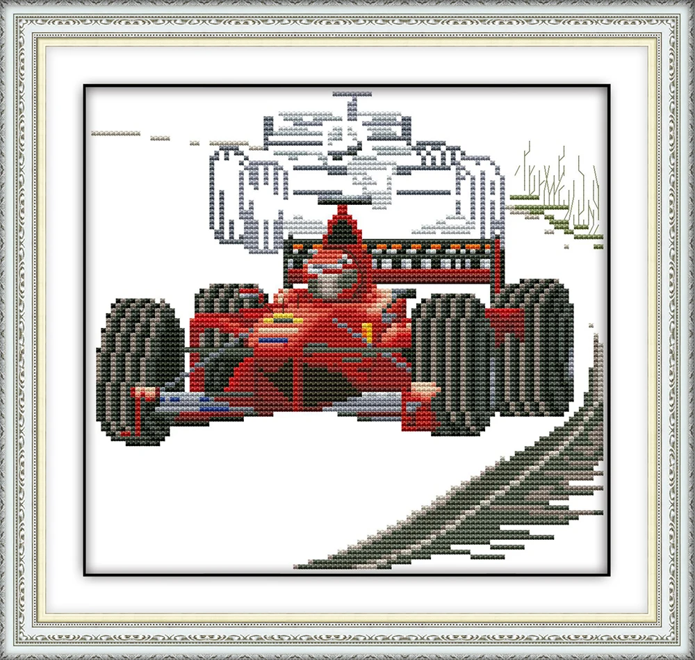 Racing cross stitch kit aida 14ct 11ct count printed canvas stitches embroidery DIY handmade needlework