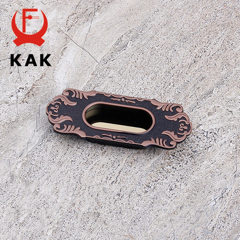 KAK Vintage Tatami Hidden Door Handles Zinc Alloy Recessed Pulls European Cabinet Handle Bedroom Door Handle Furniture Handle