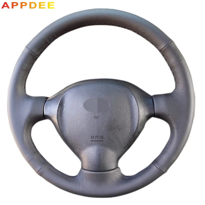 

APPDEE Black Leather Hand -stitched Car Steering Wheel Cover for Hyundai Santa Fe