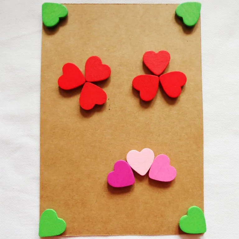 Wooden stickers for home decoration, DIY crafts,mix hearts, 50 pcs/lot