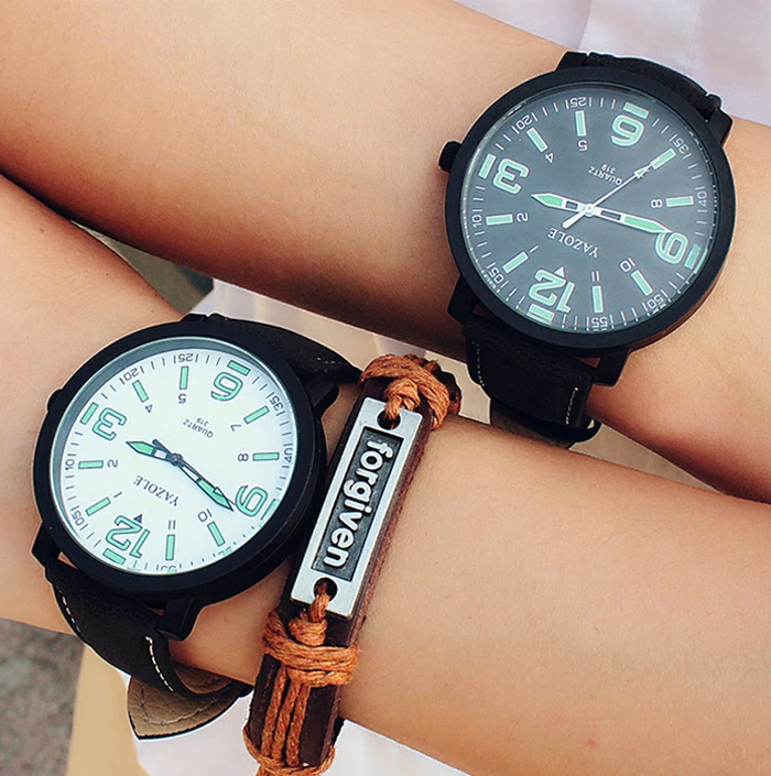 2018 New Large dial watch, men and women, large frame waterproof luminous college wind belt, student watches watch men