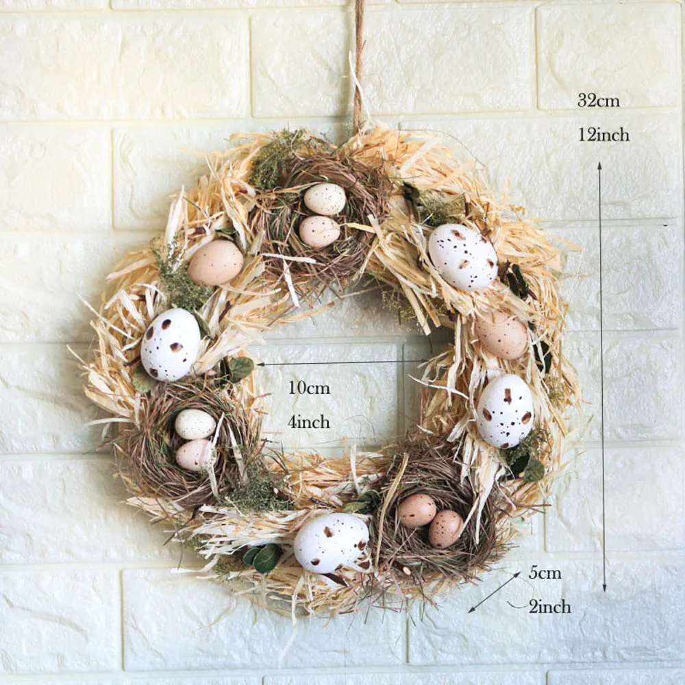 Handmade Easter Eggs Wreath for Door, Home Decoration Accessories, Craft for Wedding Party, Spring and Summer