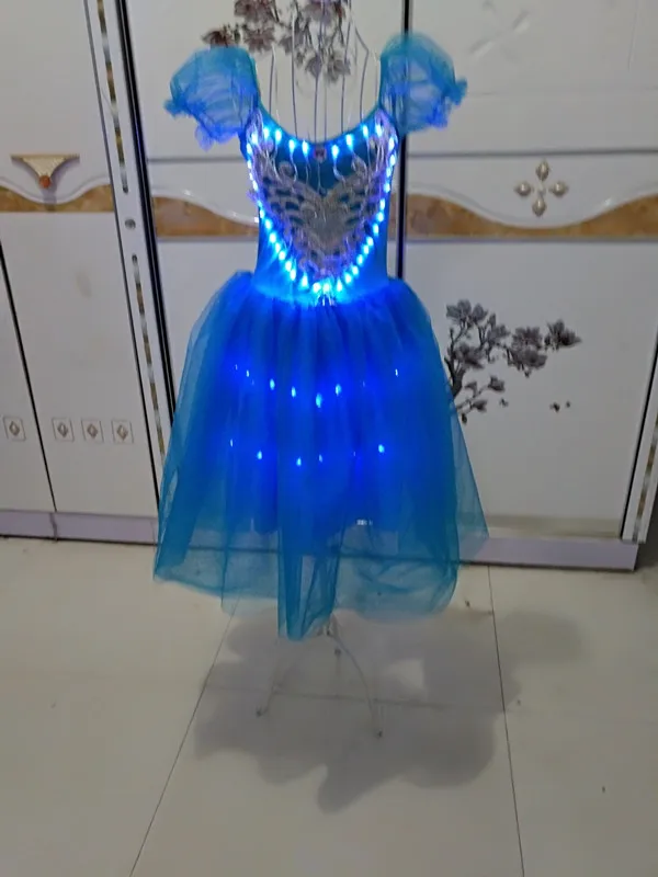 New design blue color LED costumes LED dress for dancing stage & dance wear glow stage clothing ballet skirts party favors