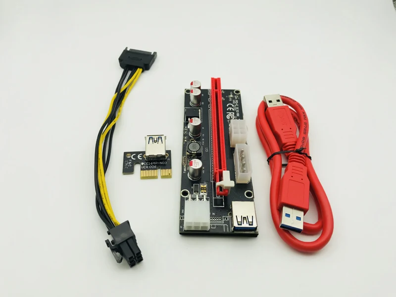 

50pcs VER 009S PCI-E USB 3.0 Cable PCI E Express 1X to 16X Riser Card SATA 15 Pin to 6 Pin Power Supply Cable For Bitcoin Mining