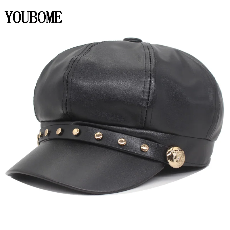 

Шапка YOUBOME, восьмиугольная, из искусственной кожи, женская, Мужская