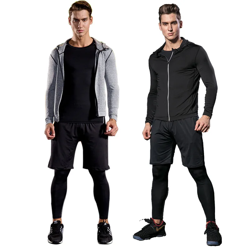 Running Sets Men\'s Compression Sports Suit Gym Fitness Sportswear Quick Dry Basketball Tights Outdoor Jogging Training Underwear