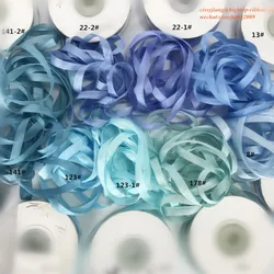 7mm 10mts to 50mts per card 100% pure natural silk satin  taffeta ribbon solid color for embroidery designs,free shipping