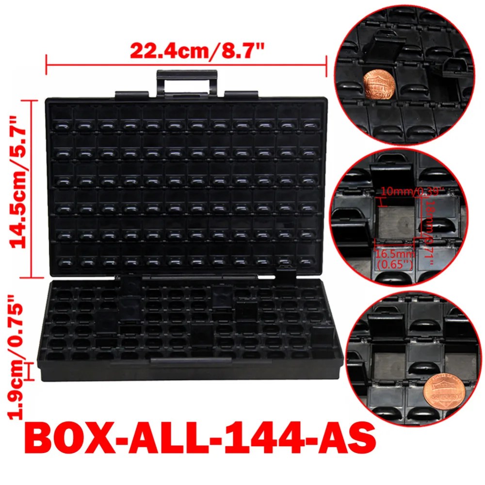 AideTek ESD Safe SMD storage IC resistor Box W/ Bins Anti-statics SMT Box Organizer Transistor Diode plastic toolbox 2BOXALLAS