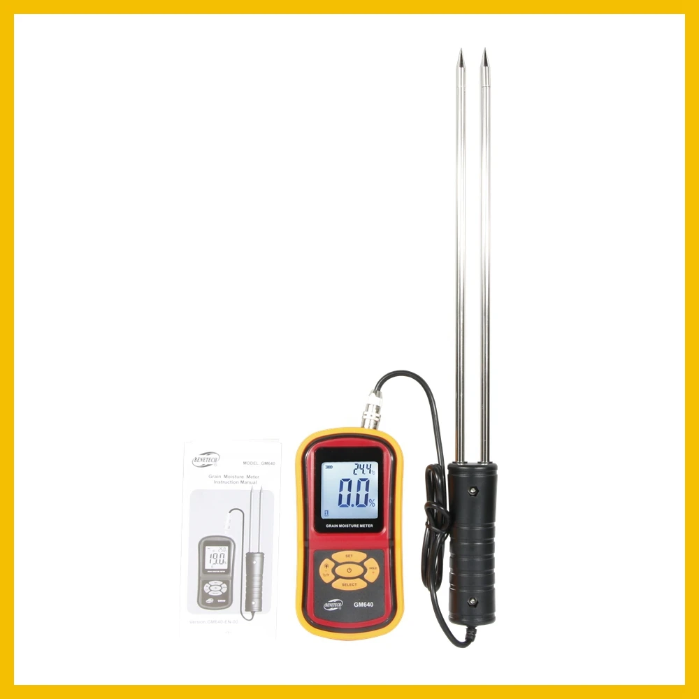 Portable Digital Grain Moisture Meter with Measuring Probe LCD Display Tester For Wheat,Corn,Rice,Bean GM640