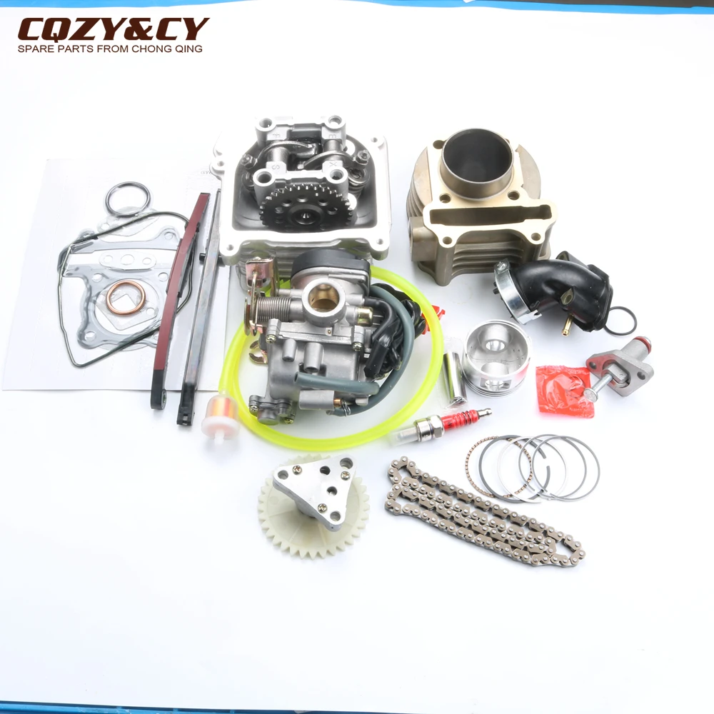 47mm big bore Cylinder Set & 20mm High Performance Carburetor & Fan for Scooter 139QMB GY6 50cc upgrade to GY6 80cc 4T