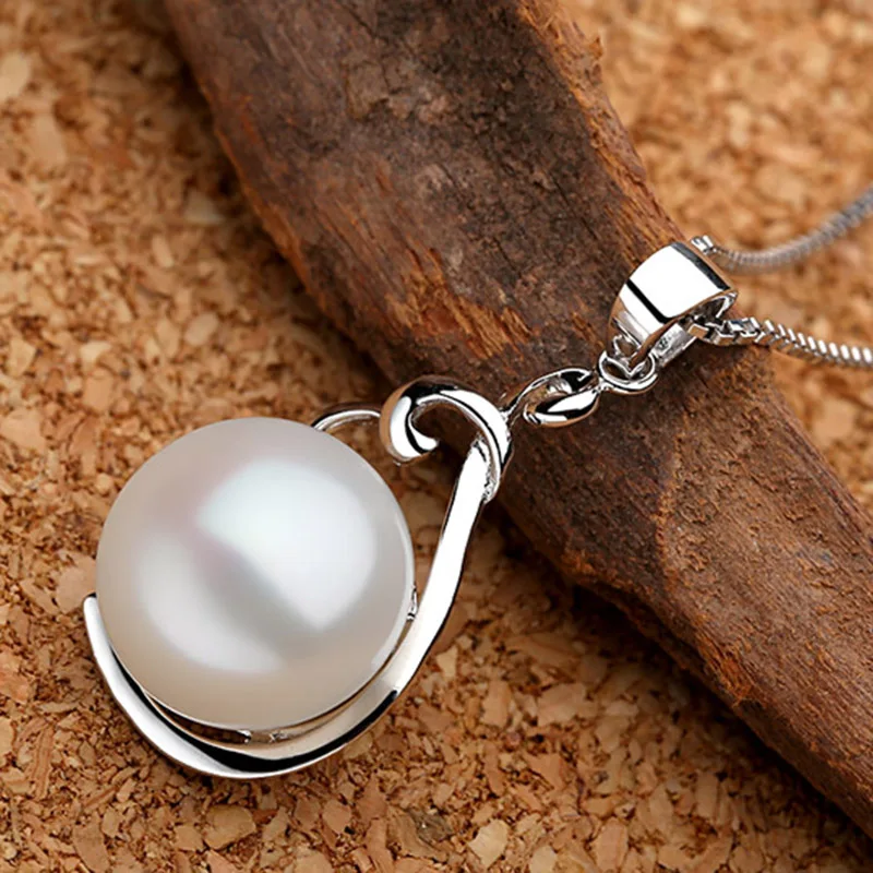 Sinya 925 Sterling Cilver Charm Natural Freshwater Real Pearl Pendant Necklace Lenth 18inch Fine Jewelry For Women Ladies Girls