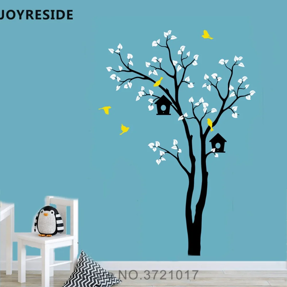 

JOYRESIDE Tree Branches Birdhouse Wall Decal Flying Birds Wall Sticker Vinyl Decor Home Kids Bedroom Decor Interior Design A856