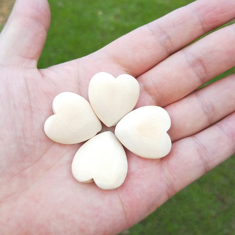 10Pcs Heart-shaped Wood Bead Straight hole Natural Wood Color Eco-Friendly Wooden Beads DIY Jewelry Making handmade