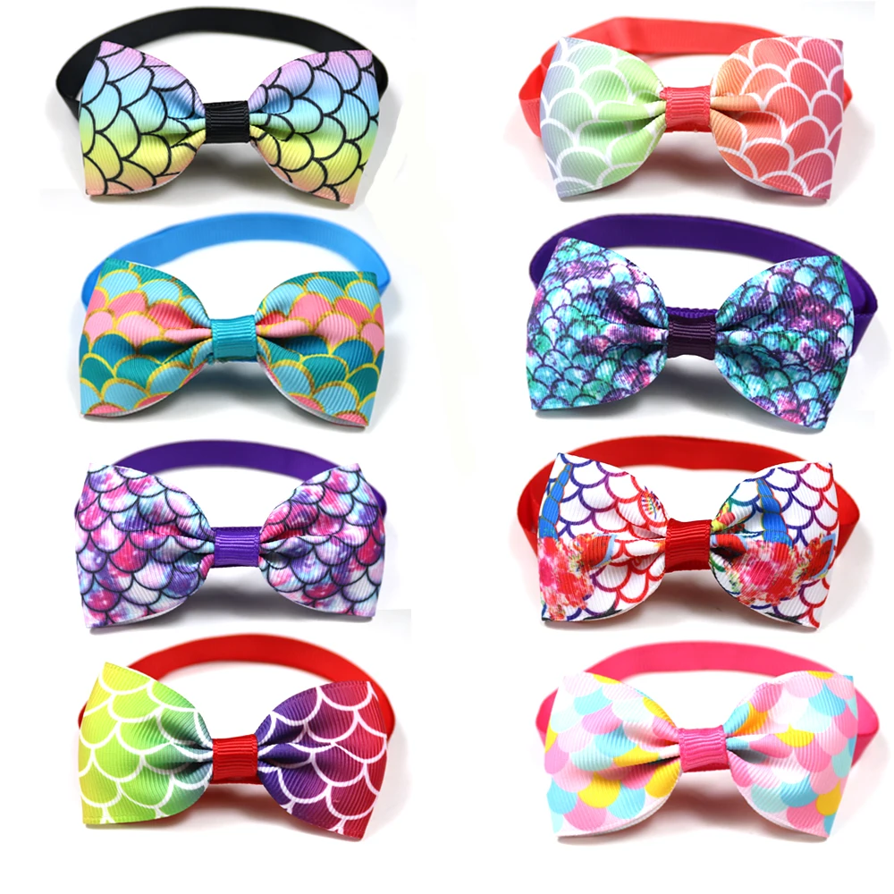 

New 100pcs Pet Dog Accessories Pet Dog Cat Bowties Tmermaid party style Products Puppy Cat Ties Pet Cat Grooming Supplies