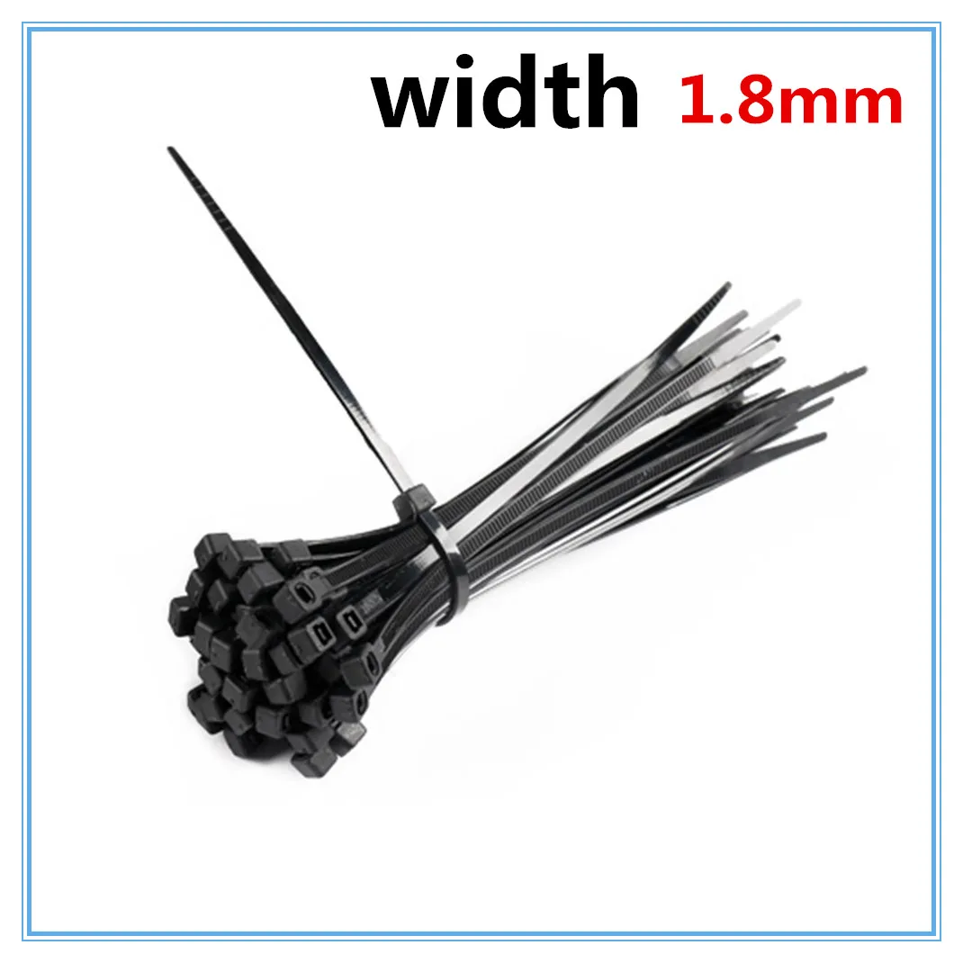 100PCS (Width 1.8mm ) 3 X 60/80/100/120/150/200mm White Black Milk Cable Wire Zip Ties Self Locking Nylon Cable Tie