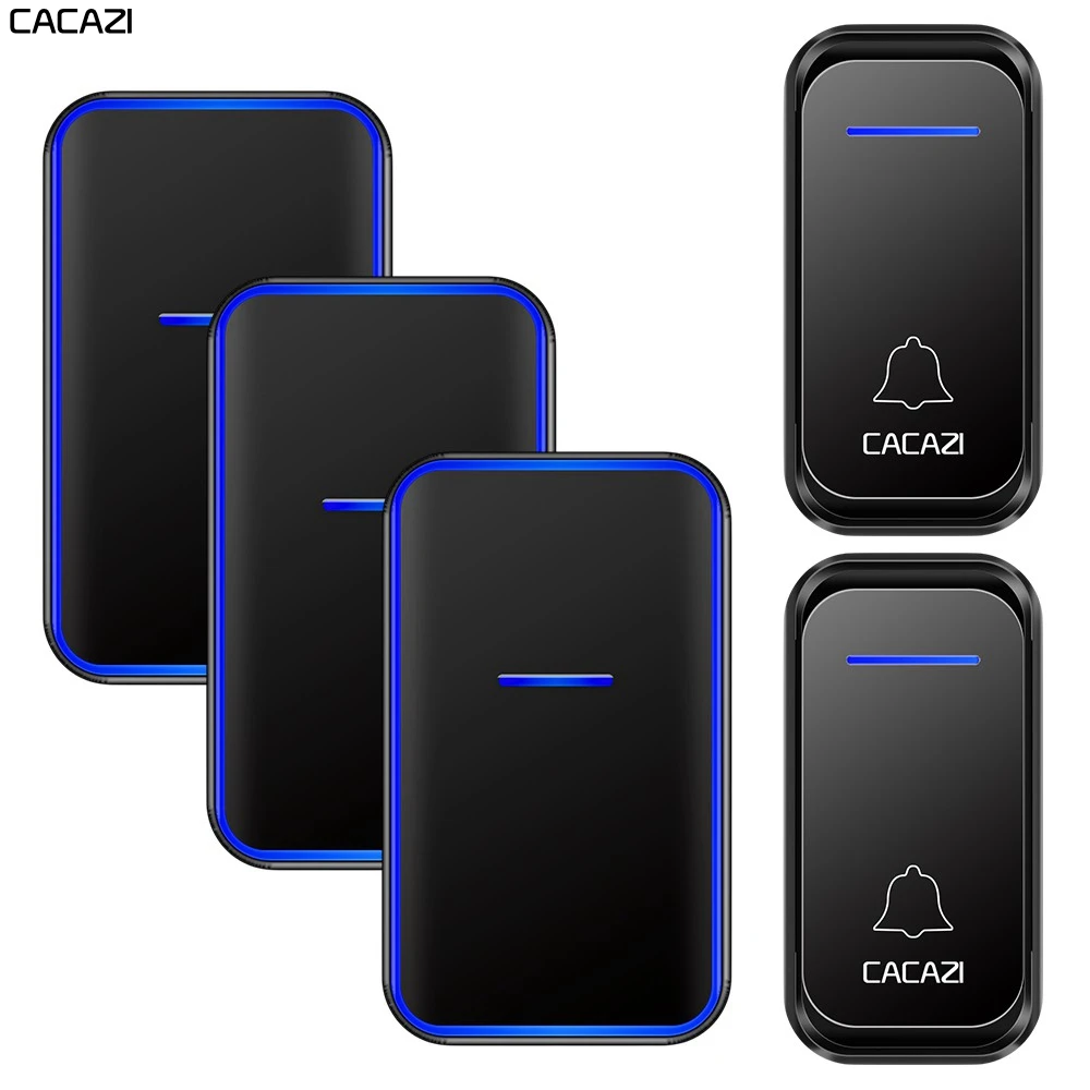 CACAZI Home Welcome Wireless Doorbell Waterproof 300M Remote 1 2 Button 1 2 3 Receiver US EU UK AU Plug Smart Calling Door Bell