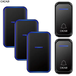 CACAZI Home Welcome Wireless Doorbell Waterproof 300M Remote 1 2 Button 1 2 3 Receiver US EU UK AU Plug Smart Calling Door Bell