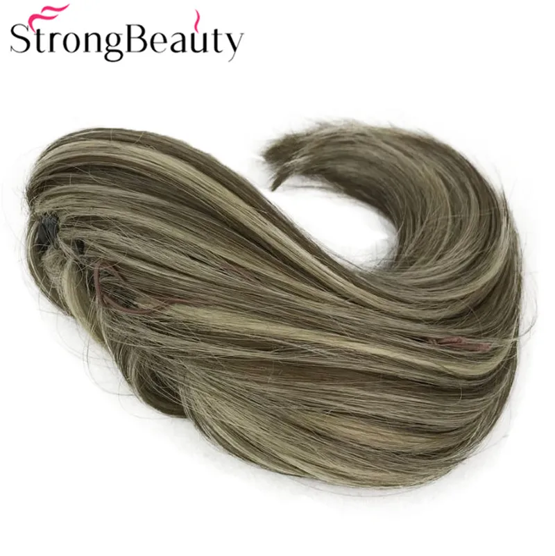 StrongBeauty WarpingPonytail Sintético Longo Natural Reta Clip em/no Pedaço de Cabelo Garra Grampo Rabo de cavalo Para O Cabelo Extensões