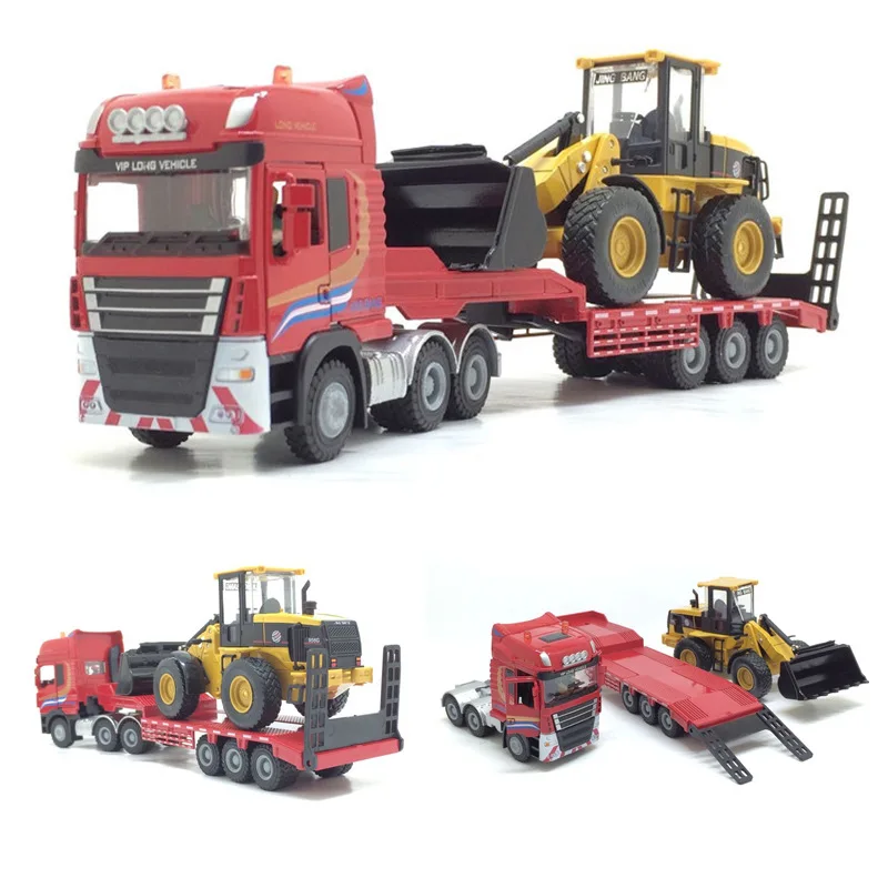 Hot selling 1:50 flatbed trailer&engineering alloy model,die-casting engineering transporter,children's toy gift,free shipping