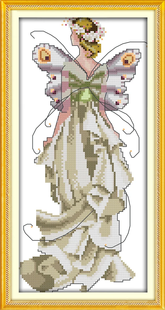 Flower fairy cross stitch kit beauty women girl 14ct counted fabric canvas cotton thread embroidery DIY handmade needlework plus