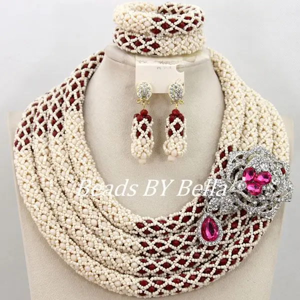 

New Fabulous Handmade Beads For Women Jewelry Set African Wedding Fashion Jewelry Statement Necklace Set Free Shipping ABY334