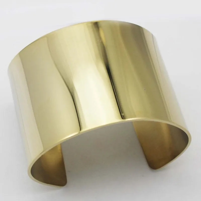 Wide Cuff Bangle Blank Golden Bangle Bracelets Women Stainless Steel Jewelry 1PCS Free Shipping