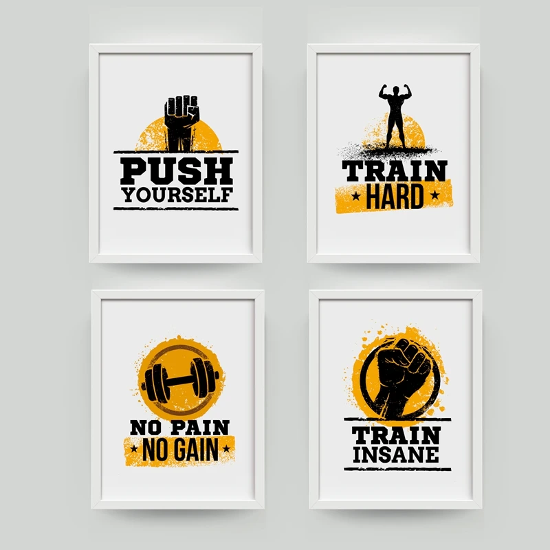 Workout Gym Motivational Quote Poster Canvas Art Print  ,  Inspirational Fitness Quote Canvas Painting Poster Gym Decor
