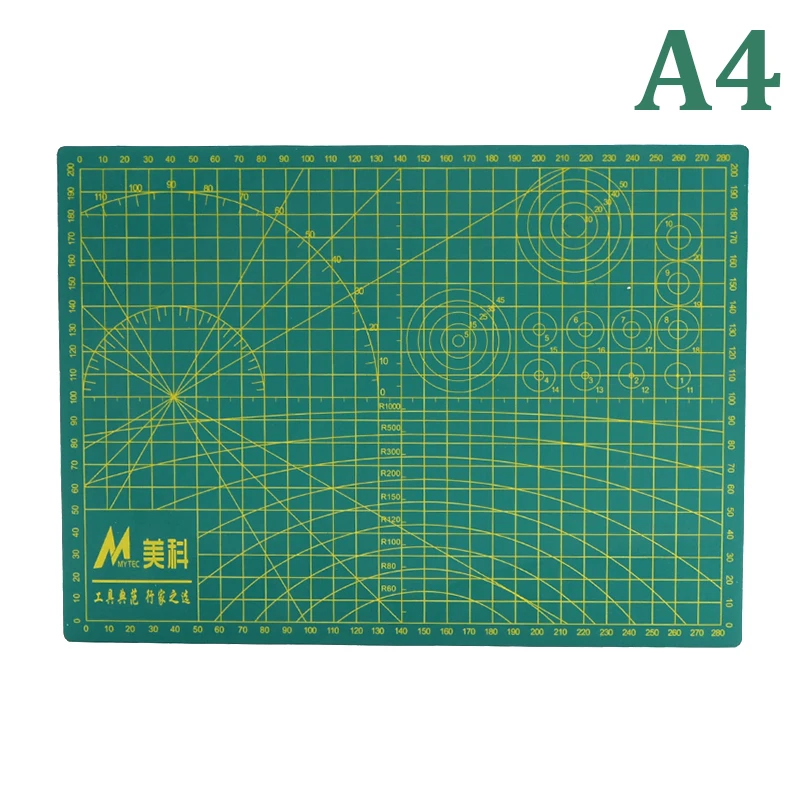 Tapete de corte autocurativo A4 de doble cara, 22x30cm, espesor 3mm, almohadilla para tallado de cuchillos, alta calidad (verde/rosa)