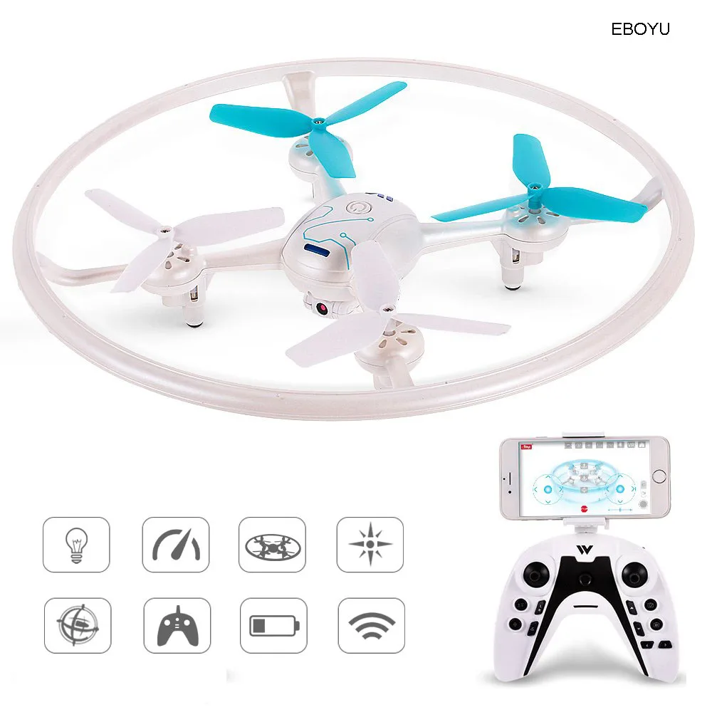 

EBOYU Attop W3 2.4Ghz 4CH 0.3MP HD Camera Wifi FPV Drone with LED Light Altitude Hold G-sensor One Key Return RC Quadcopter