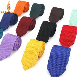 Fashion Slim Neck Tie Wedding Knitt Necktie for Men Skinny Knit Ties Man Gravata Candy Color Navy Narrow Knitted Slim Neckties