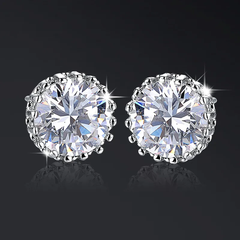 Super Shining Multi Prongs 9mm Top Quality CZ Zirconia Stud Earrings For Women Men